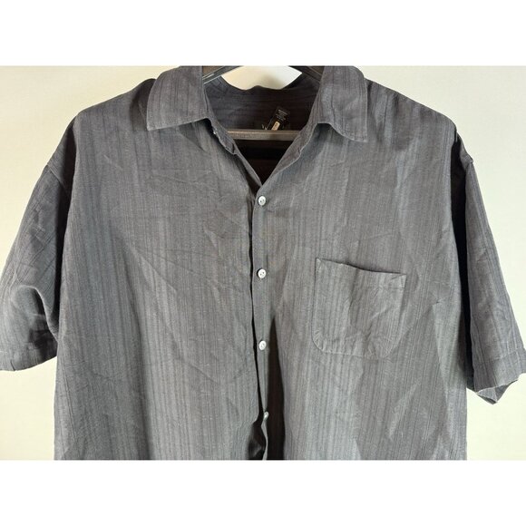 Van Heusen Short Sleeve Button Up Shirt, Black/Charcoal, Men's Size XXL - Picture 2 of 10